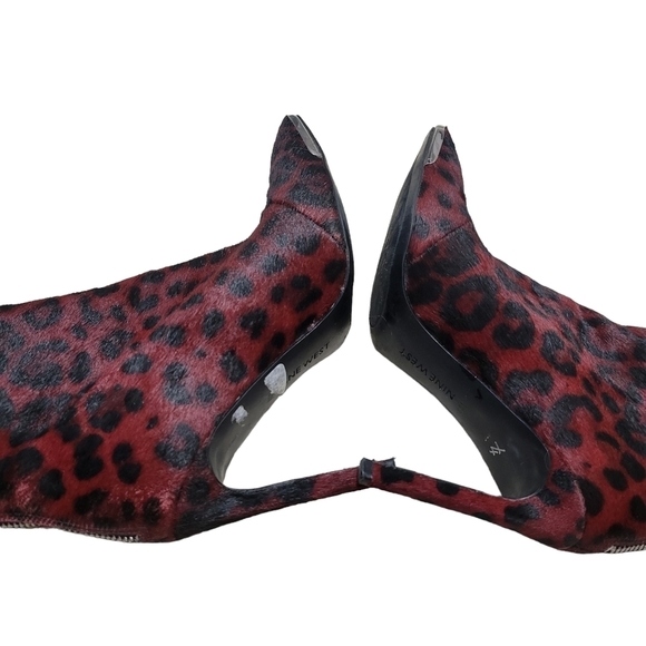 Nine West Red Leopard Print Stilletto Ankle Boots - Picture 5 of 9